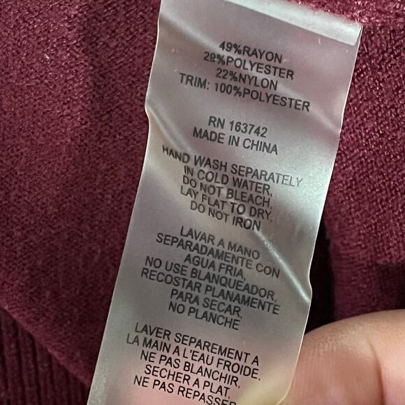 Siani Milano Burgundy Feather Sleeves Sweater Size XL - Picture 9 of 10